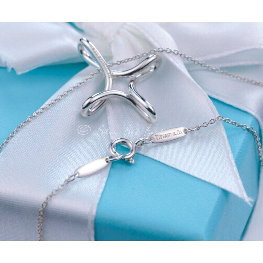 Tiffany & Co. Elsa Peretti Infinity Cross Pendant Necklace in Silver 16" - Picture 4 of 9